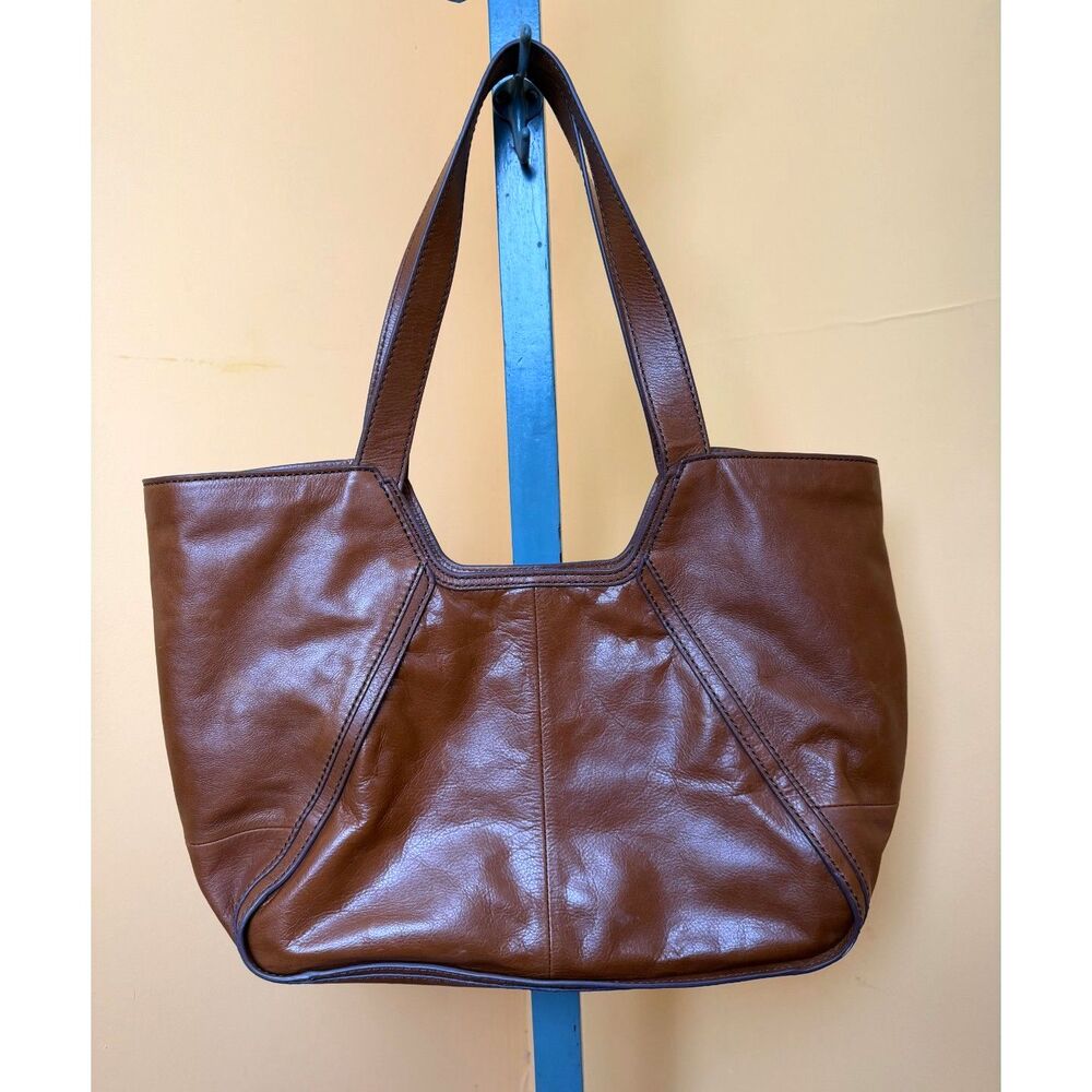 HOBO Bellamy Medium Tote Bag Leather Honey Brown Shoulder Purse Magnetic Slouchy